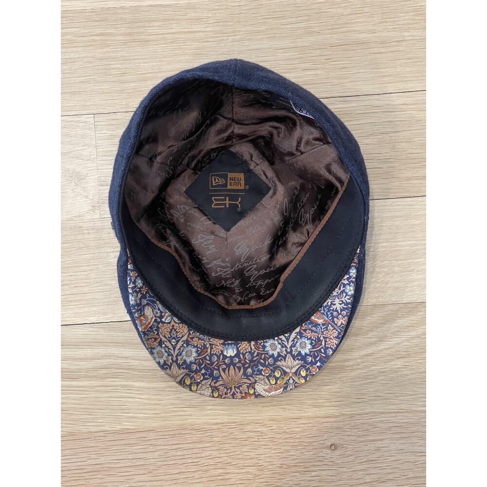 New Era Hat Cap Newsboy Mens One Size Blue Wool Felt Lined Solid Casual Fall - Picture 7 of 11